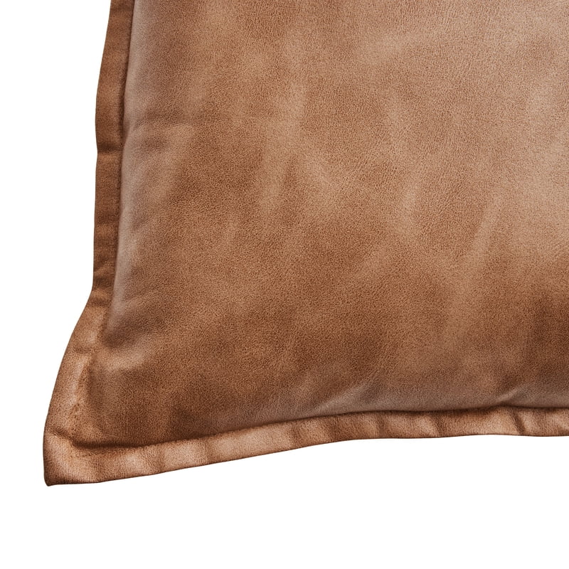 14 x 24 Inch Beige Faux Leather Decorative Pillow - Neutral Home Accent