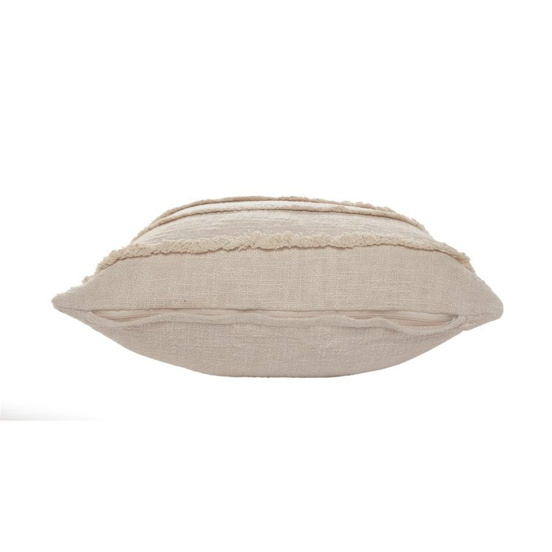 Cotton Pillow Set of 4 - 20x20 Inches with Polyester Insert - Beige, LR Home Rory
