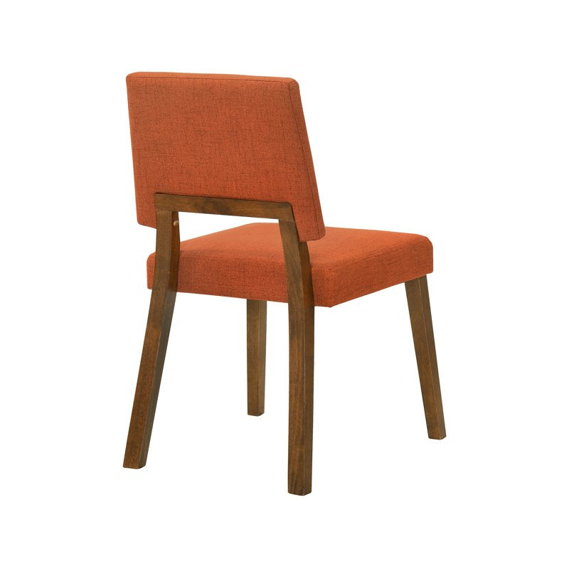 Wood Dining Chairs Set of 6 - Walnut Finish with Orange Fabric