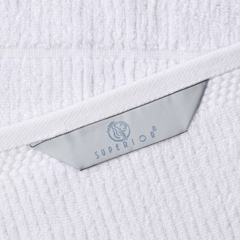 White 3-Piece Cotton Towel Set - Medium Weight Ribbed Towels, Superior Milo