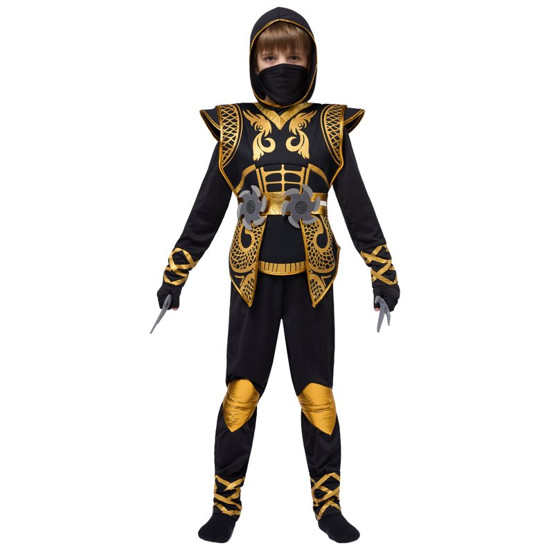 Kids Golden Ninja Costume for Toddler Boys Halloween Dress Up - Variation L (10-12 Years)