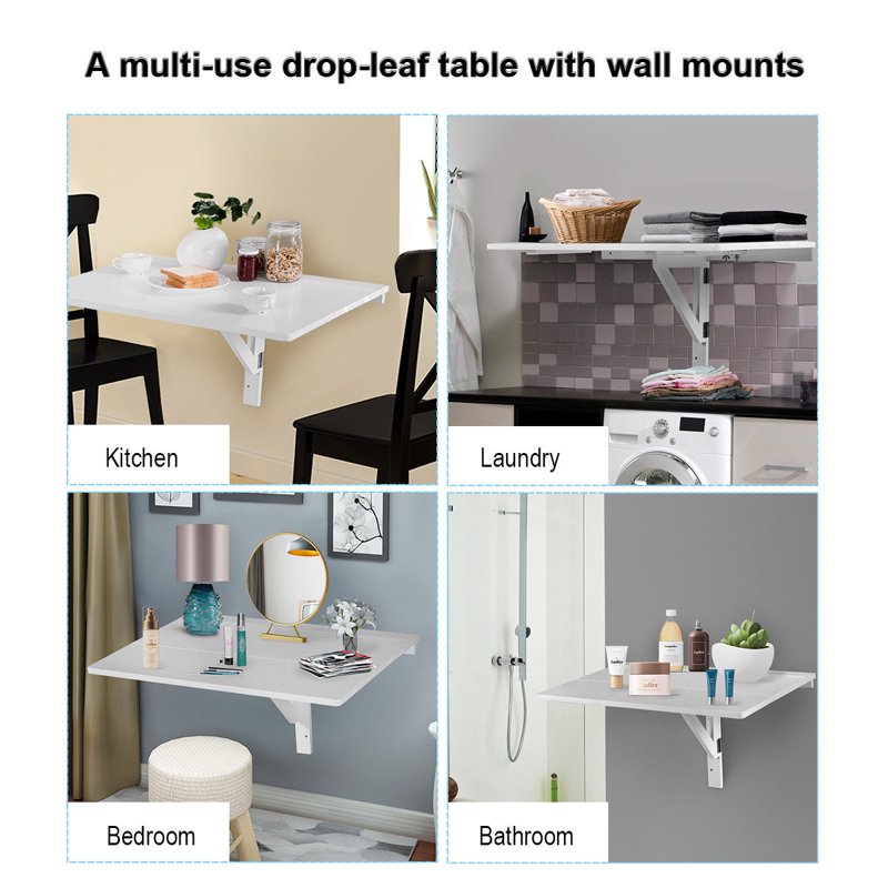 Wall-Mounted Drop-Leaf Table - Space-Saving Folding Design