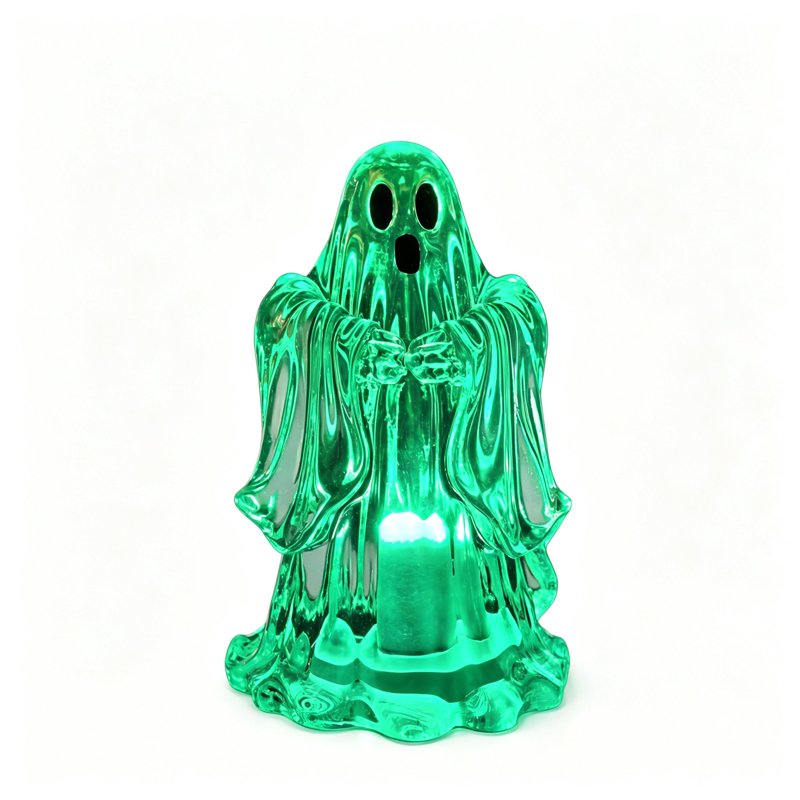 Halloween Green Ghost LED Lamp - Transparent Resin Table Decor - Variation #310White