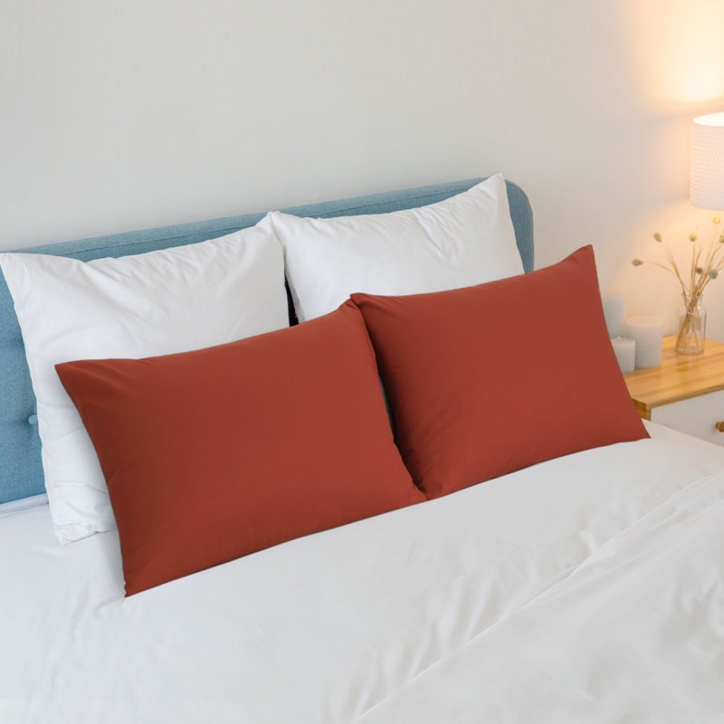 Microfiber Pillowcases Queen - 2-Piece Soft Breathable Orange Set - Unique Bargains