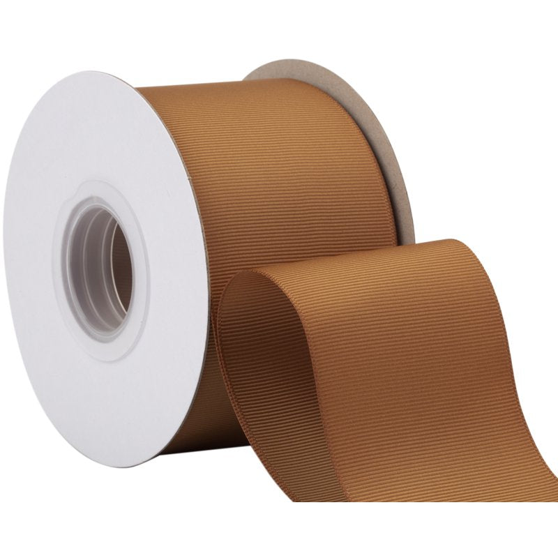 Grosgrain Ribbon 2.5 Inch x 25 Yards - Solid Golden Brown Craft Ribbon