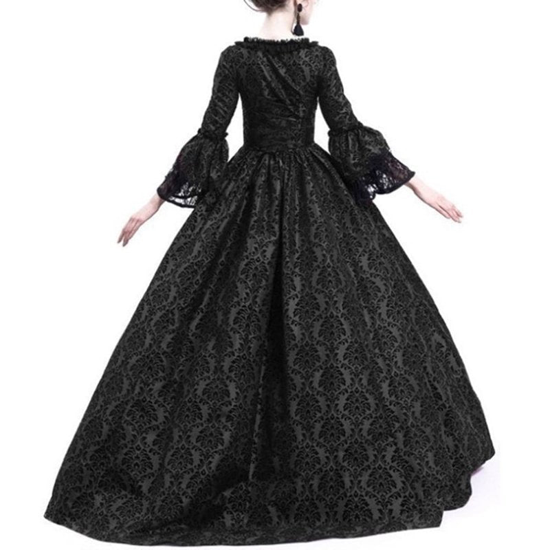 Maxi Dress for Women Rococo Gothic Victorian Halloween Costume CC-Black & Halloween