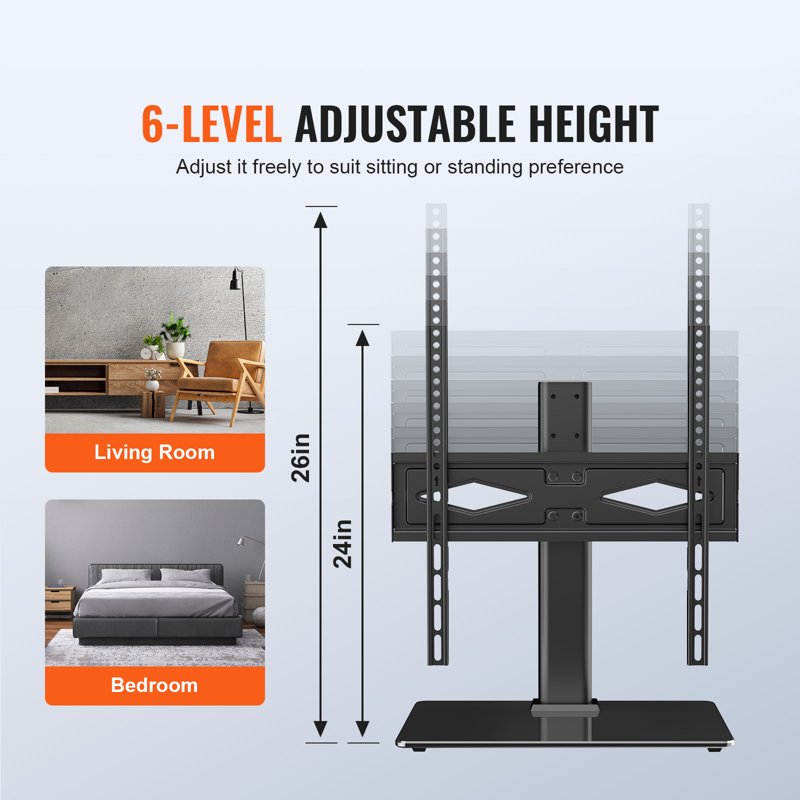 Universal TV Stand for 32-55 Inch TVs - Adjustable Height & Swivel