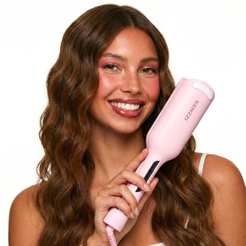 2-Barrel Hair Waver with 6 Heat Settings - Pink