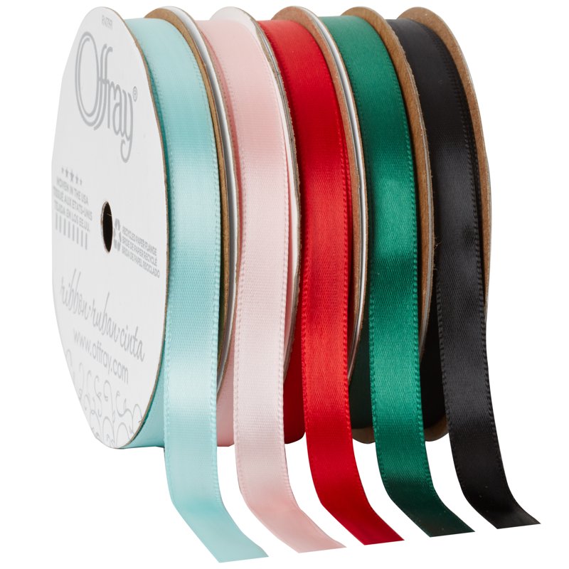 (3 Pack) Offray Red Polyester Ribbon 3.25 x 0.37 Inches - Craft & Decor Trim
