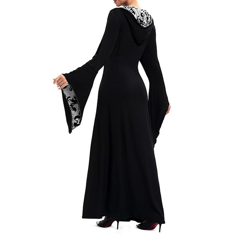 Women Renaissance Medieval Dress with Long Skirt & Double Hemline - White XXXL