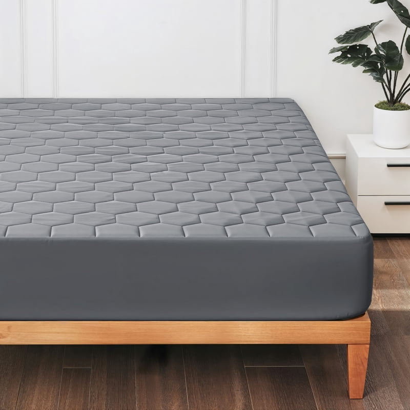 King Size Waterproof Quilted Mattress Protector - Gray, Deep Pocket Fit 8-21" Variation of THIS listing