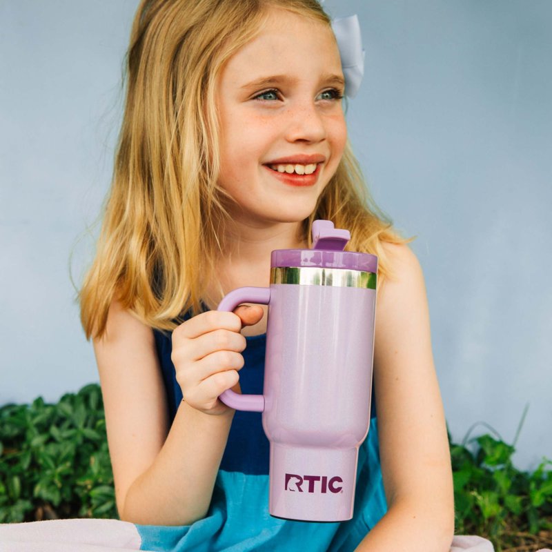 16 oz Road Trip Tumbler with Leak-Proof Straw Lid - Lavender Glitter