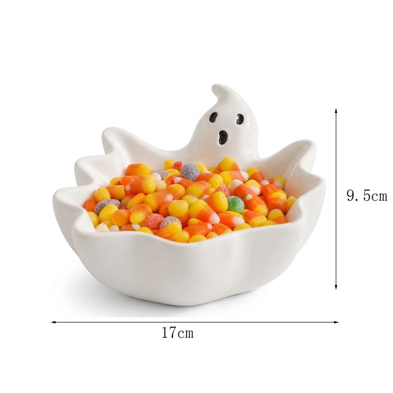 Ghost Candy Bowl Halloween Ceramic Serving Dish - White Ghost Variation #016