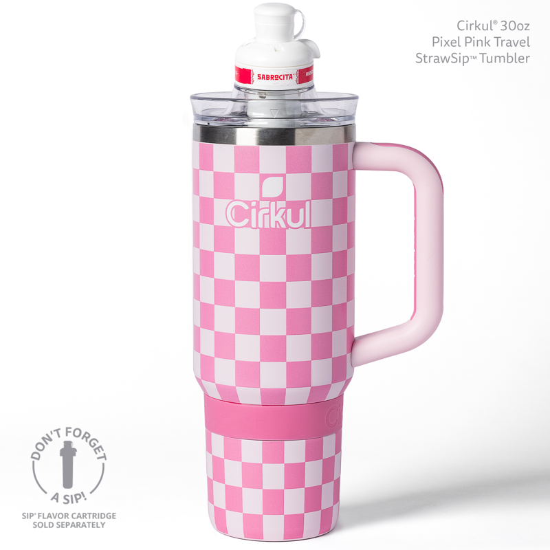 30oz Travel StrawSip Tumbler - Insulated Stainless Steel - Pixel Pink