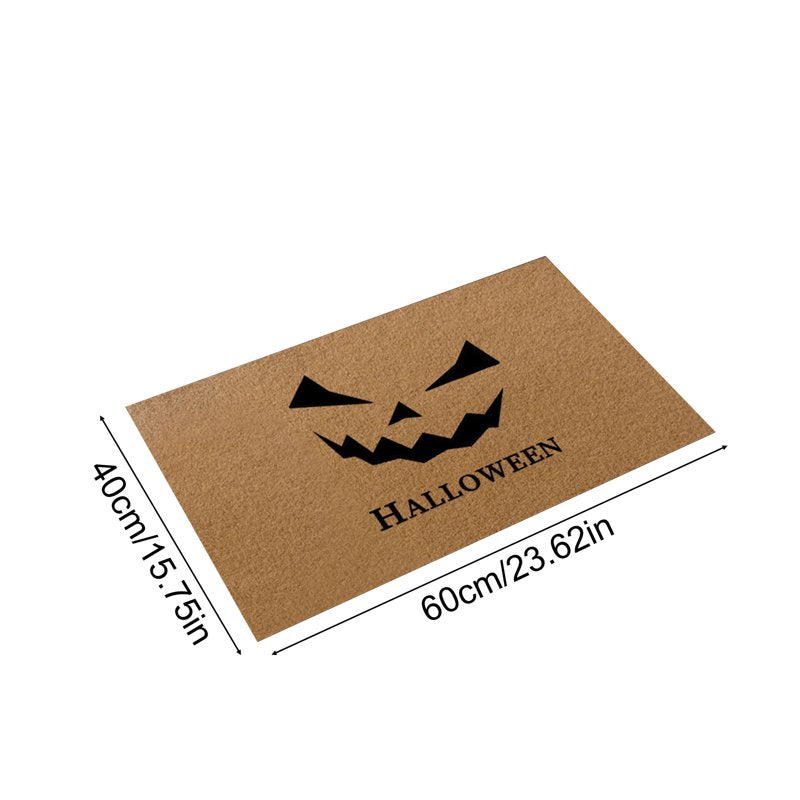 Halloween Coconut Fiber Doormat - Vintage Entryway Rug with Anti-Slip Scraper