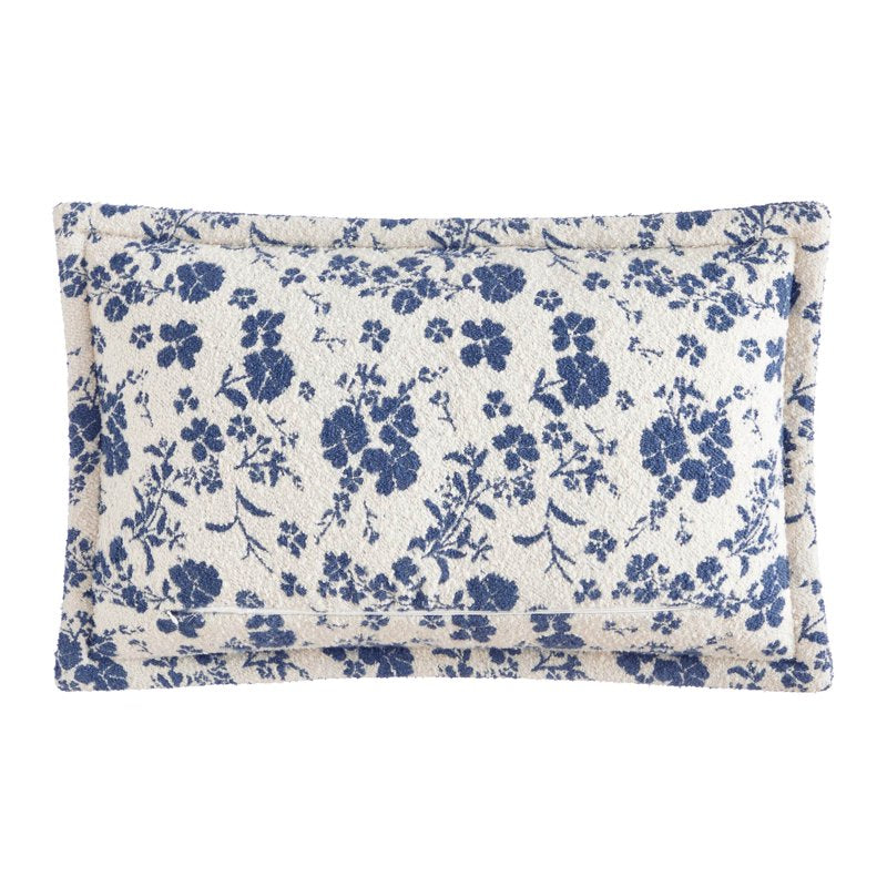 Blue Daisy Bouclé Lumbar Decorative Pillow - 14 x 24 Inches, The Pioneer Woman