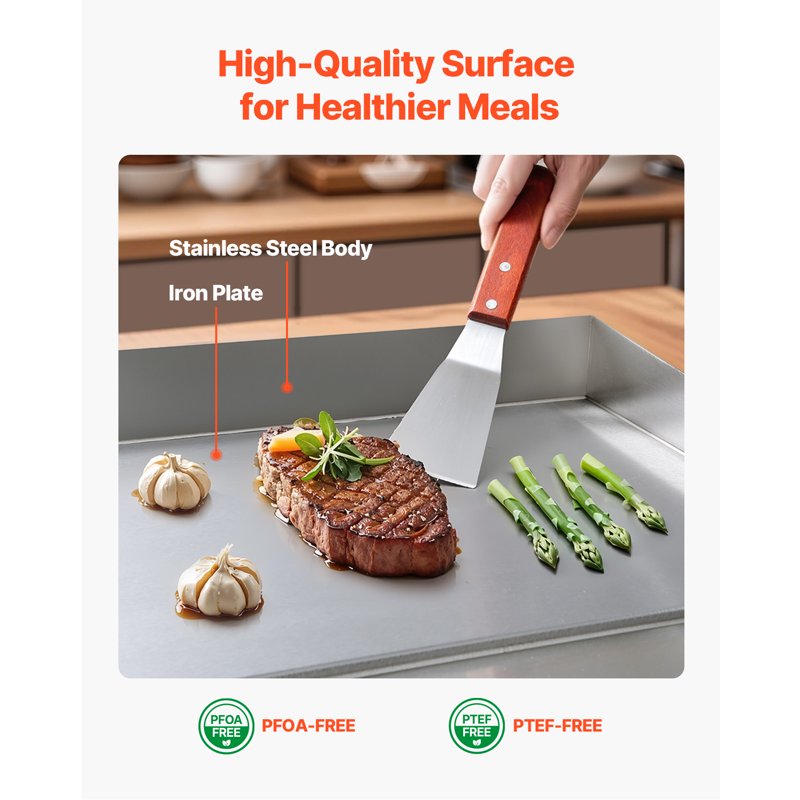 Commercial Electric Griddle - 2800W Stainless Steel, 25.79 x 15.75 inch