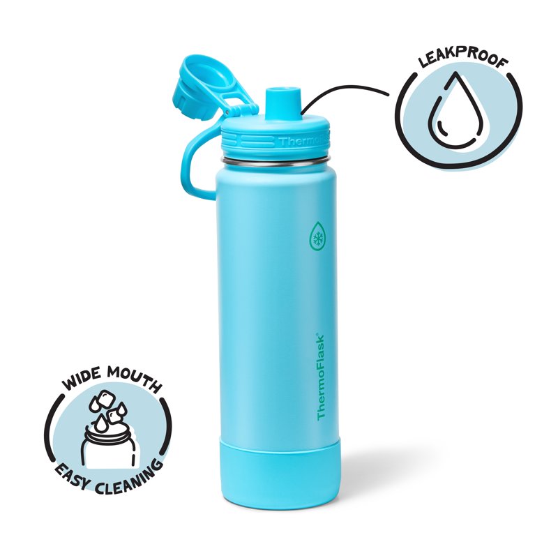 24 oz Double Wall Vacuum Insulated Stainless Steel Water Bottle with Chug Spout Lid - Vivid Blue
