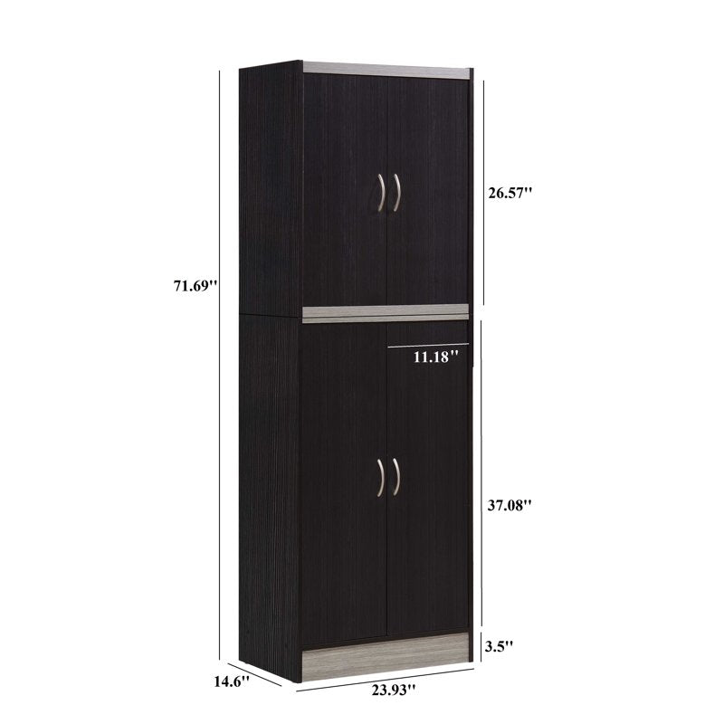 Kitchen Pantry Cabinet with 4 Adjustable Shelves - Beech