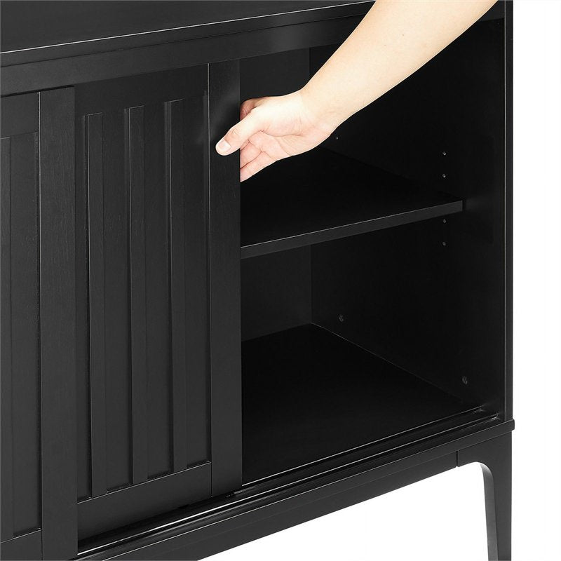 Modern Matte Black Sideboard - Asher Particle Board Buffet Cabinet