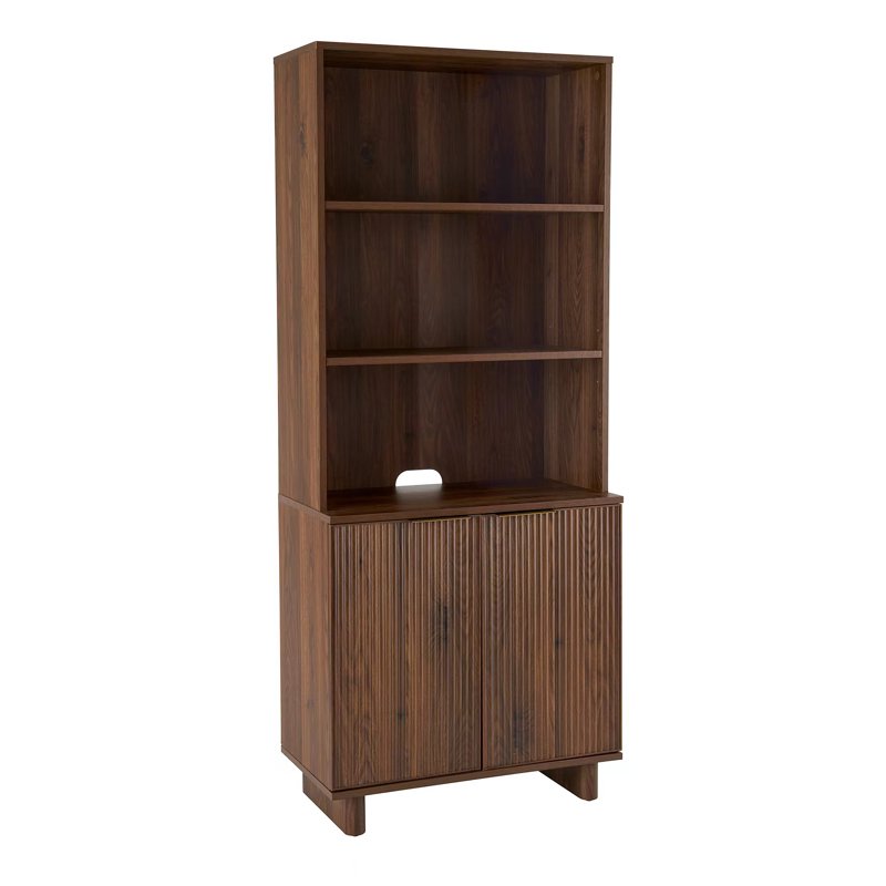 Lillian Fluted Bookcase with Doors - Multiple Colors