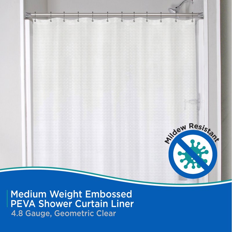 Kenney Medium Weight Embossed PEVA Shower Curtain Liner - Clear, 70x72 Inches Variation of THIS Listing