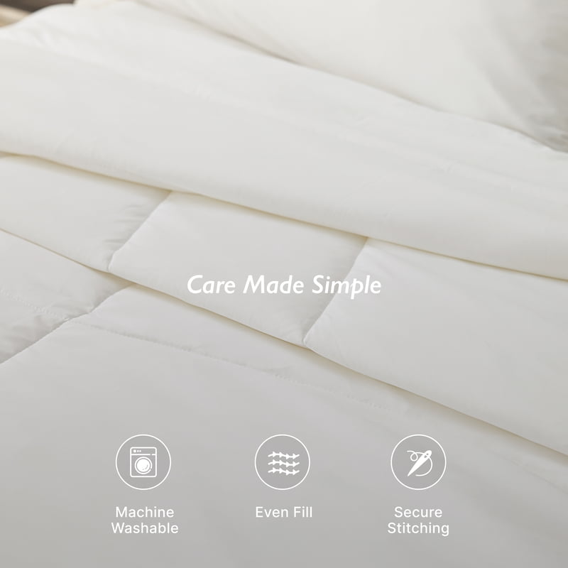 Full/Queen Cooling Comforter - White, Breathable Temperature-Regulating Bedding