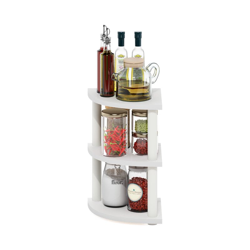 Furinno Turn-N-Tube 3-Tier Corner Countertop Organizer Shelf - White/White
