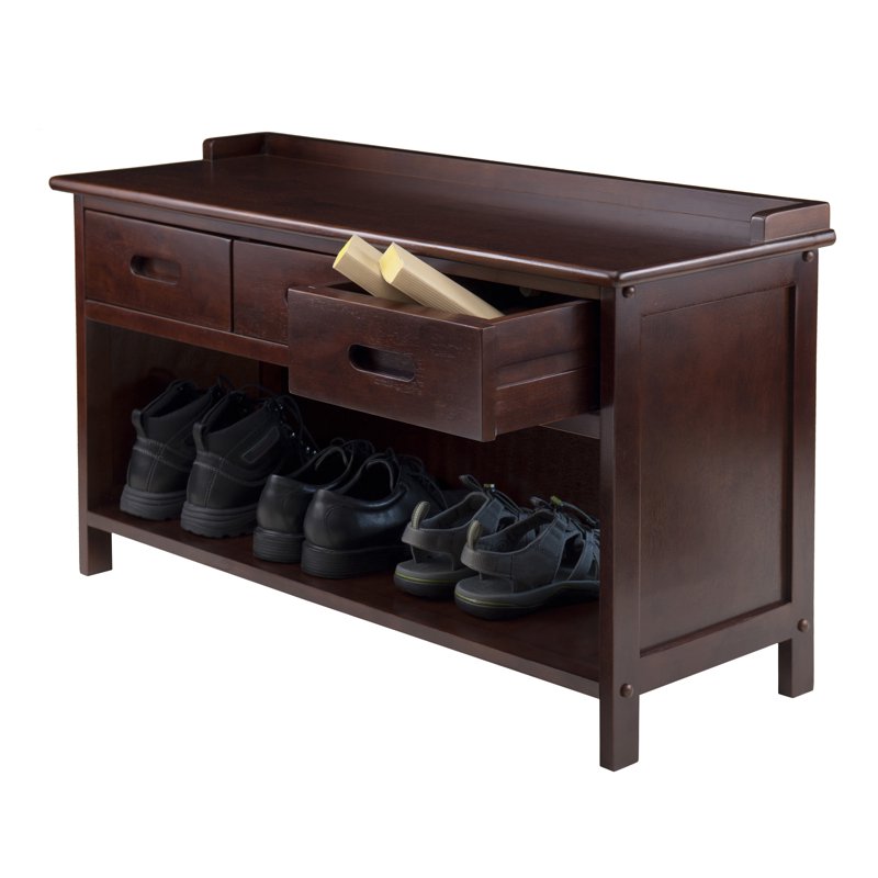 Adriana Storage Bench with 3 Drawers - Walnut Finish