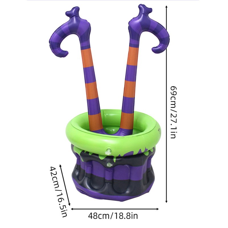 Halloween Inflatable Witch Leg Cooler - Wizard Themed Beverage Bucket for Parties