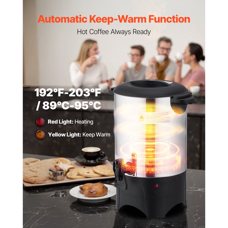 30-Cup Commercial Coffee Urn - Fast-Brewing Hot Drink Dispenser