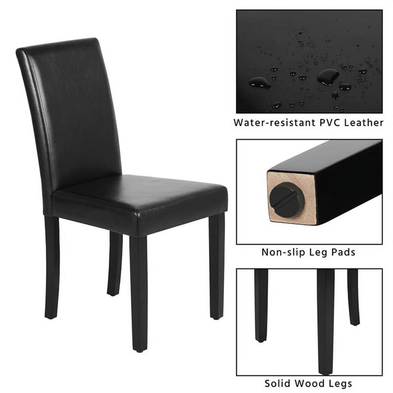 High Back Padded Tufted Dining Chairs Set of 4 - Black