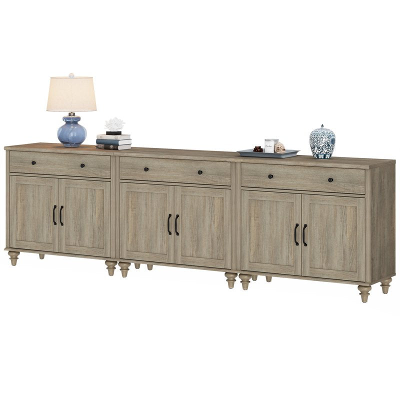 Large Buffet Cabinet with 6 Doors & 3 Drawers - Wash Grey