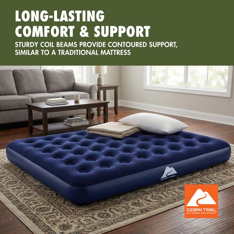 Ozark Trail Full Air Mattress - 10-Inch Inflatable Bed Without Pump - Single Size