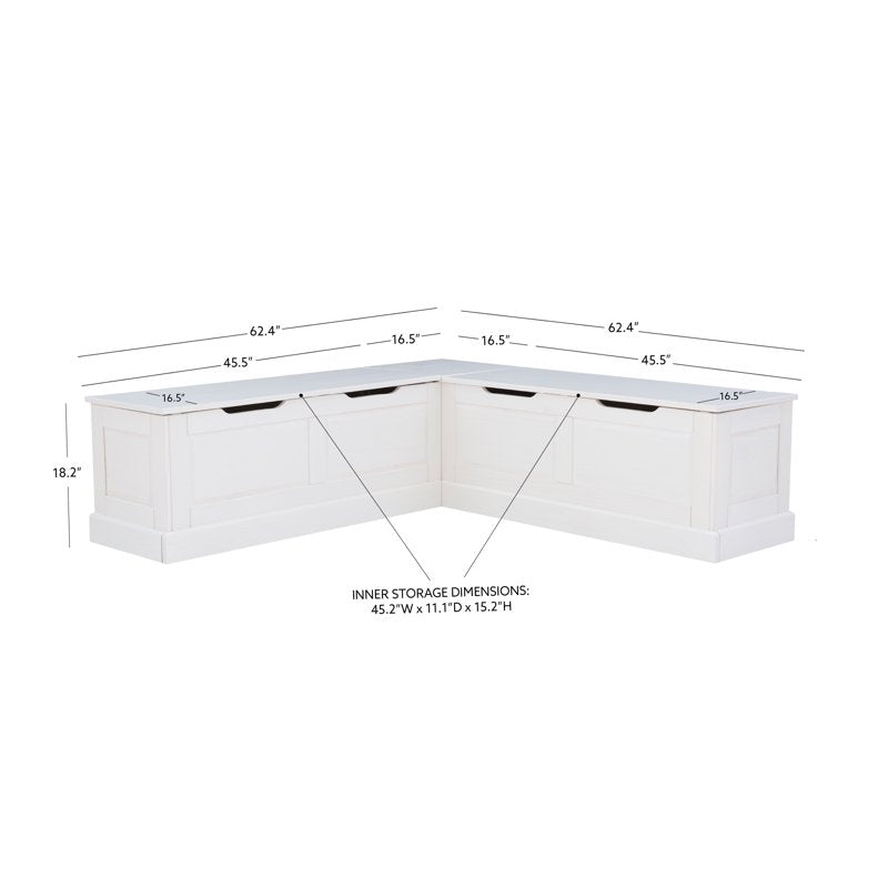 Corner Dining Breakfast Nook with Storage - White