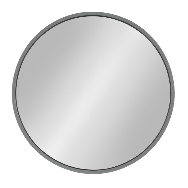Round Wood Wall Mirror 21.6 Inch Diameter Gray Modern Home Decor