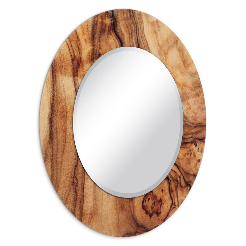 Wall Mirror with Beveled Glass and Abstract Art Print - 36 x 36 - Variation of Forest