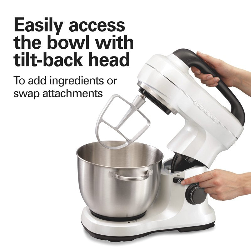 4 Quart Stand Mixer - 7 Speeds, Tilt-Head, Dough Hook, White
