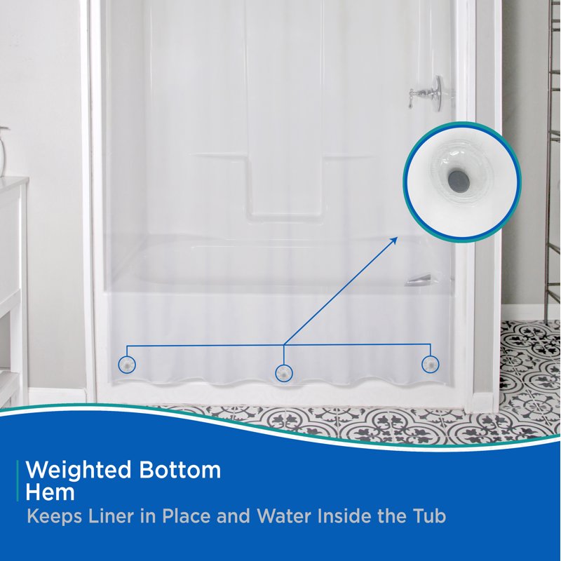 Lightweight PEVA Shower Curtain Liner 70x72 Inches, Clear, Reinforced Holes