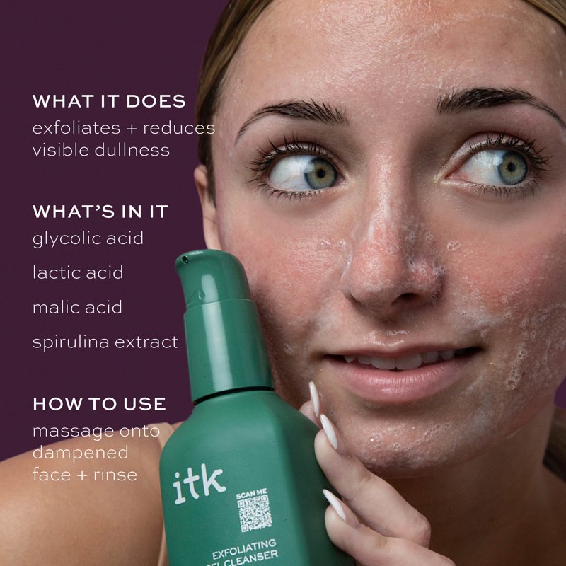 Exfoliating Gel Face Wash with Glycolic Acid and Spirulina, 5 oz