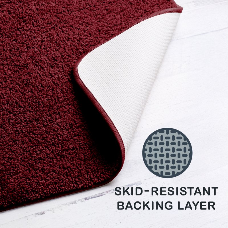 Mainstays Polyester Contour Bath Rug - Red, 20x32 in, Non-Slip, Machine Washable