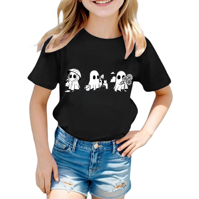Kids Halloween T-Shirt Z13 Black Short Sleeve Costume Top for 2-3 Years