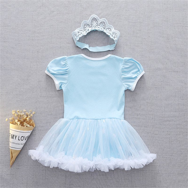 Snowflake Princess Baby Girl Dress Up Romper Tutu Dress with Headband - 9-12 Months