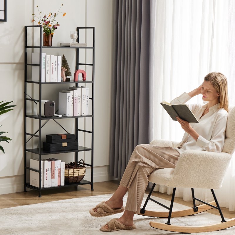 5-Tier Vertical Bookshelf - Modern Bookcase for Home & Office