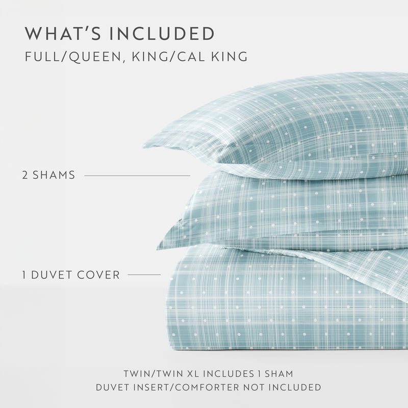 King Aqua Polka Dot Duvet Cover Set - 3-Piece Microfiber Bedding with Shams