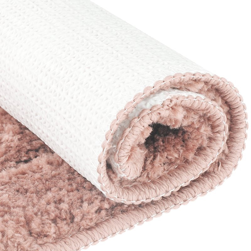 Pink Microfiber Bath Rug 20x32 Inches Non-Slip Absorbent Plush Bathroom Mat - Unique Bargains
