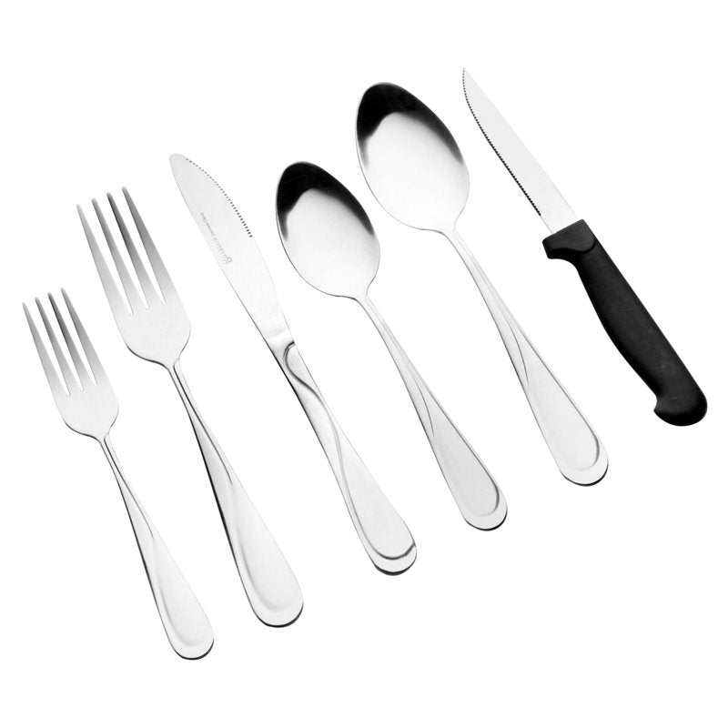 24-Piece Stainless Steel Flatware Set with 4 Steak Knives