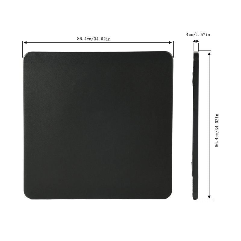 34-Inch Square Folding Table - Portable Black PVC Top