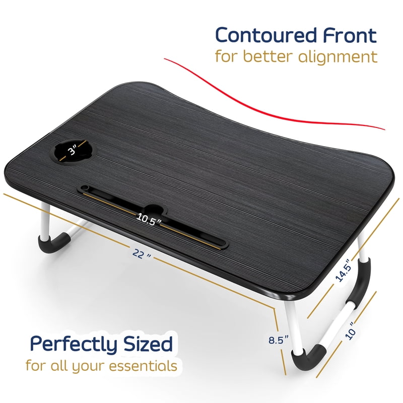 Blue Nestl Reading Pillow with Portable Lap Desk Stand - Medium, Striped Back Support