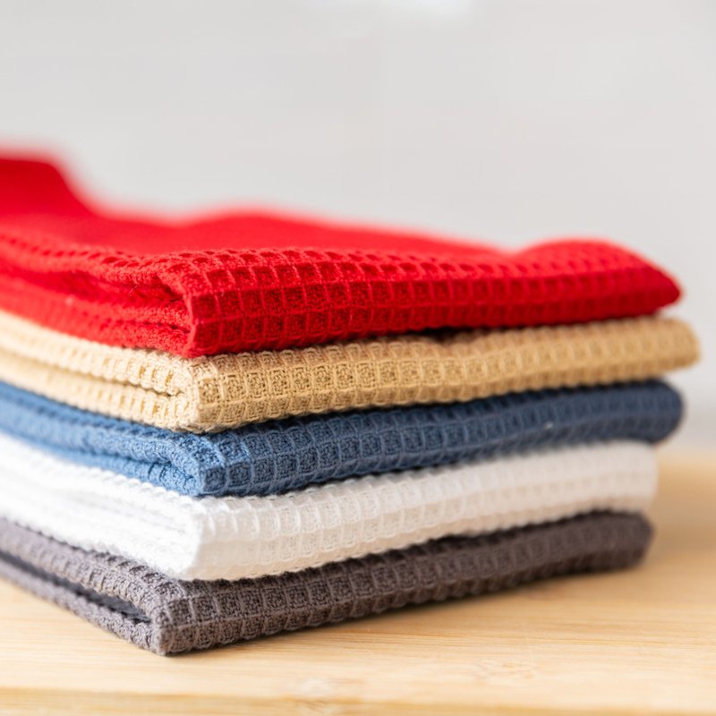 4 Piece Cotton Waffle Kitchen Towel Set - White, 28" x 18"